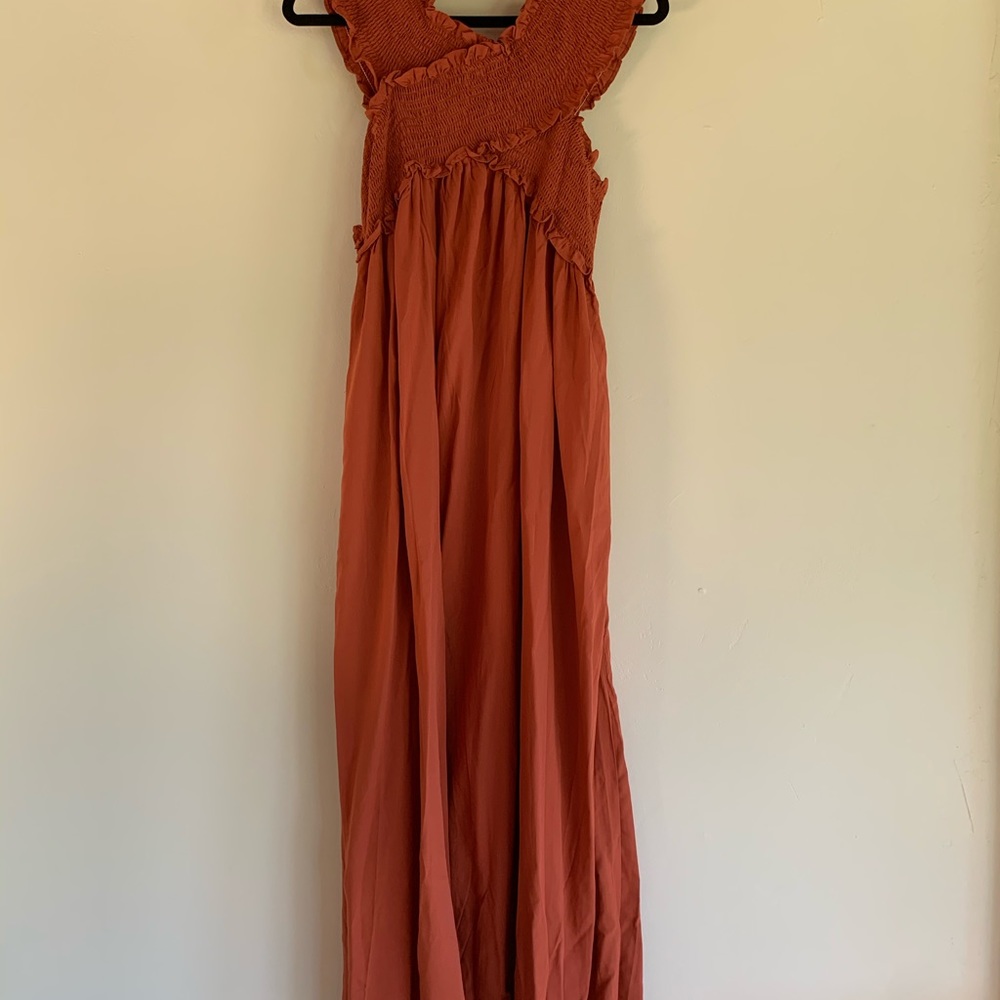 Burnt Orange-Red Maxi Dress W/ Cross